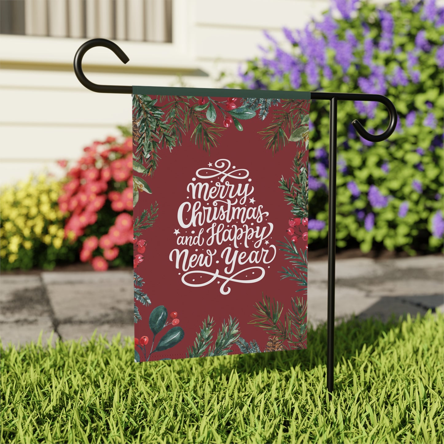 Merry Christmas & Happy New Year 2-Sided Garden & House Banner