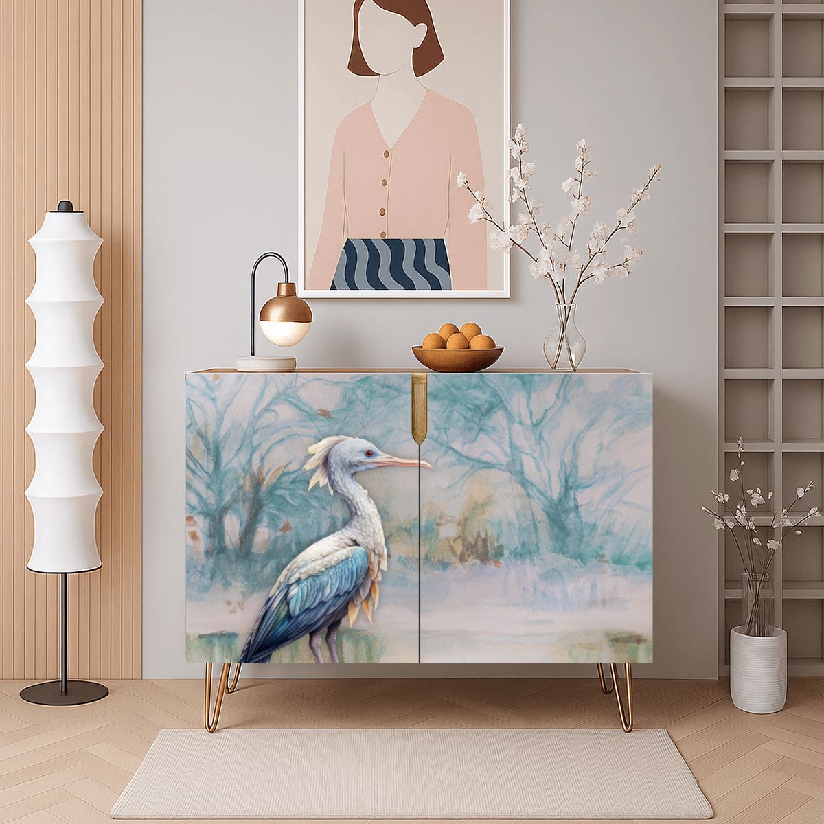 Blue Heron Art Wooden Storage Cabinet (Made in USA)