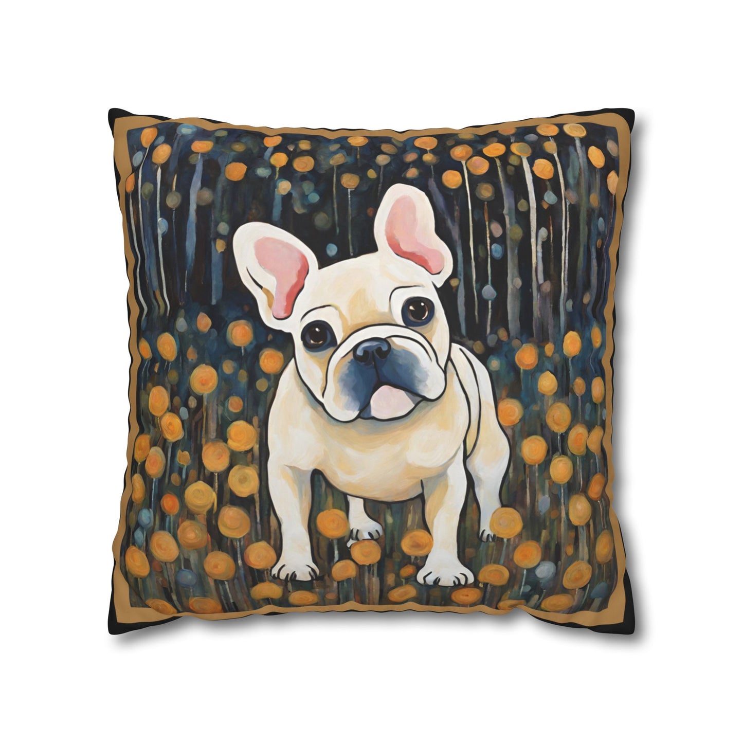 Have a Seat Frenchie Square Poly Canvas Pillowcase