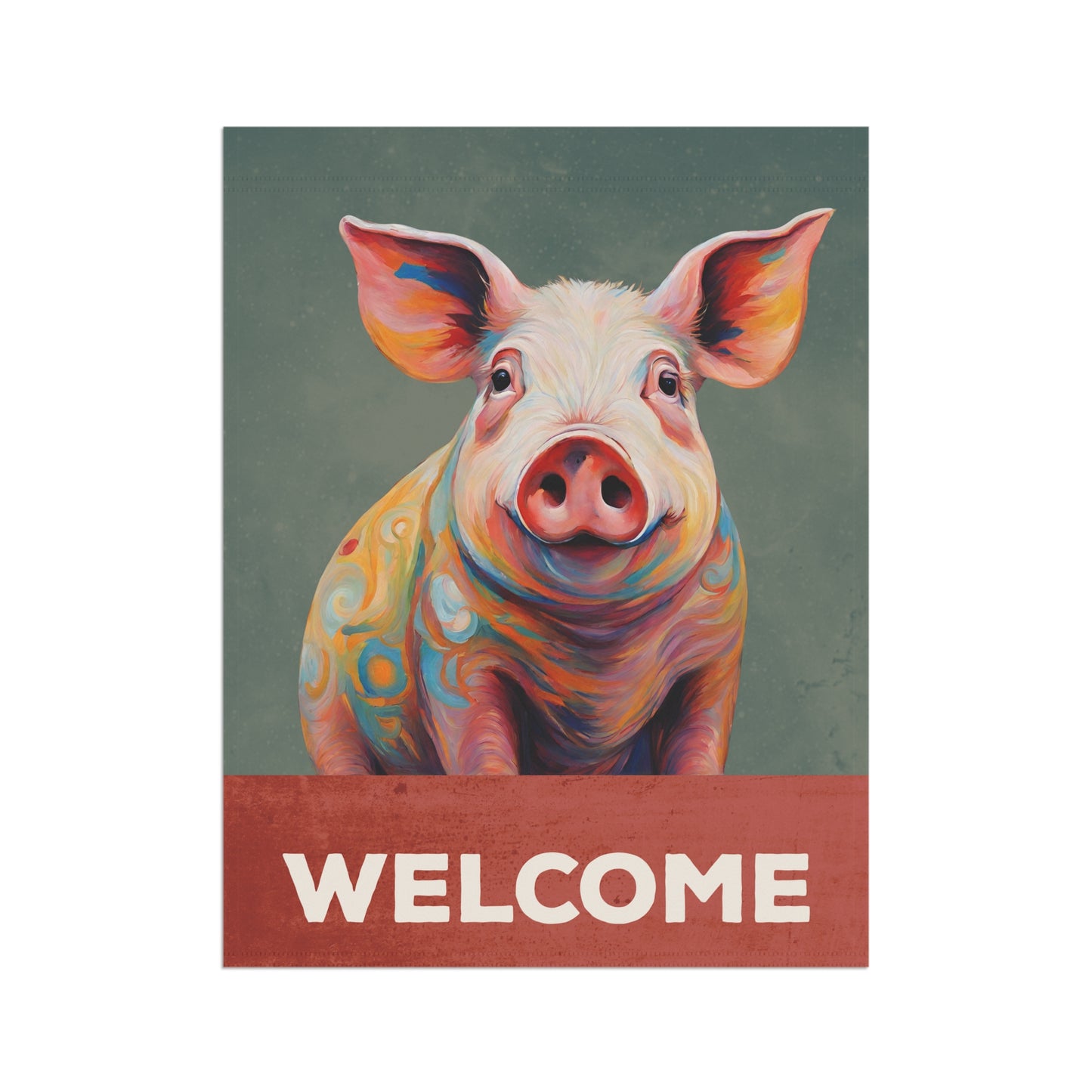 Pig Welcome 2-Sided Garden & House Flag/Banner