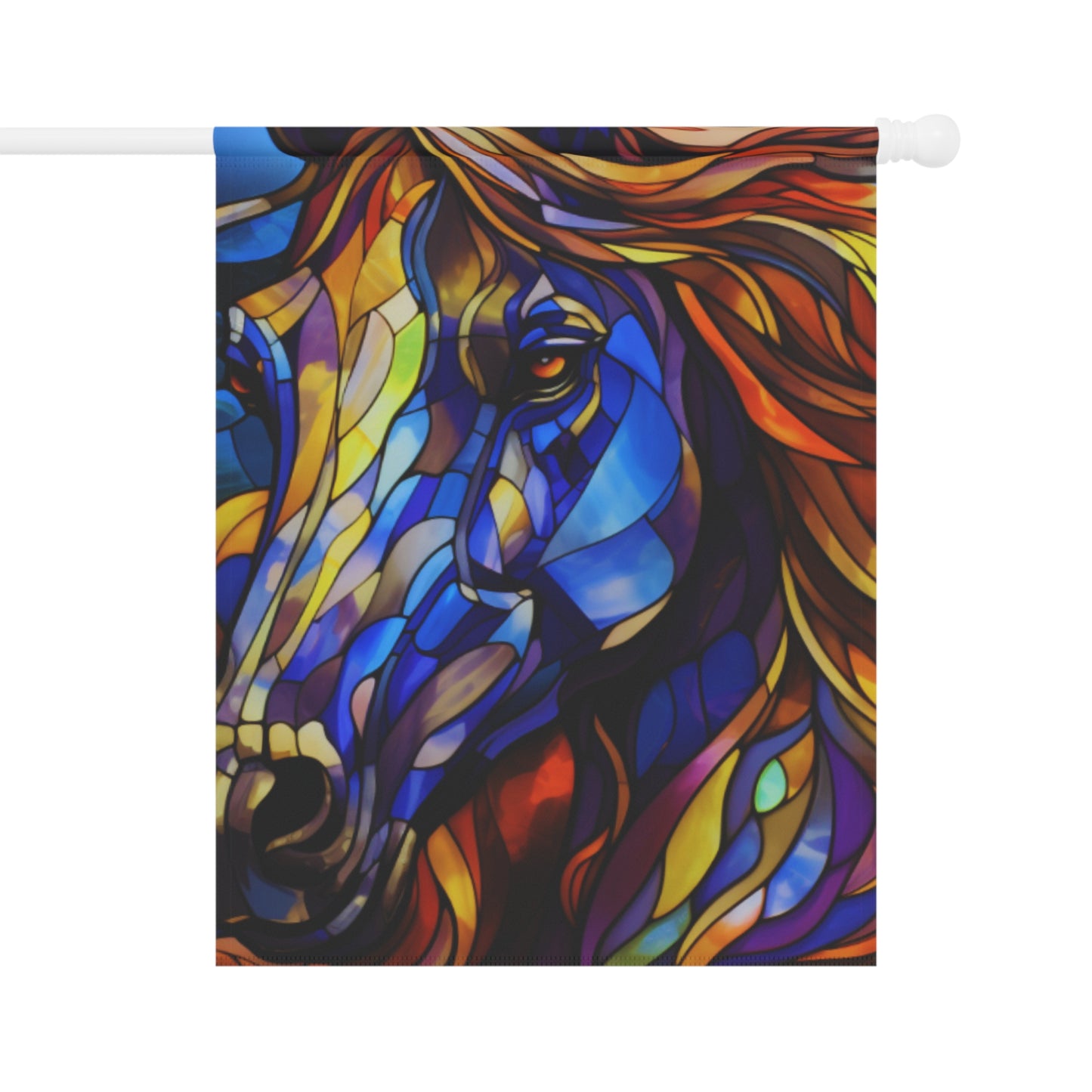 Stallion Stained Glass 2-Sided Garden & House Flag/Banner