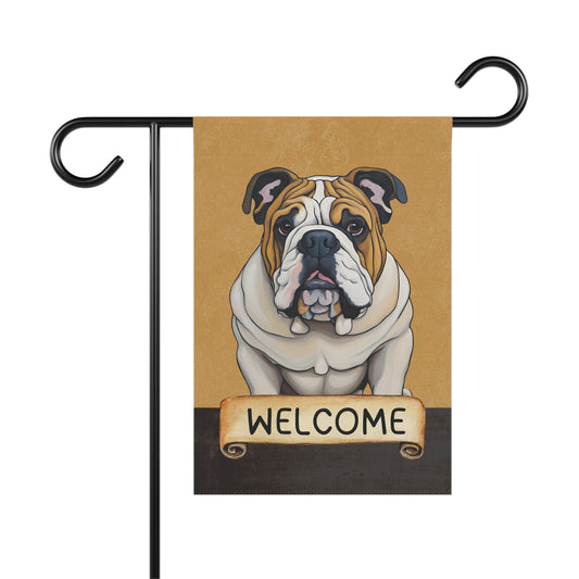 English Bulldog Welcome 2-Sided Garden & House Flag/Banner