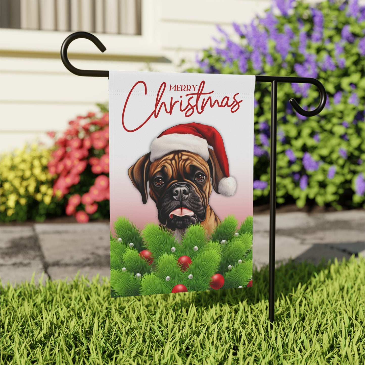 Boxer Merry Christmas Garden & House Flag/Banner