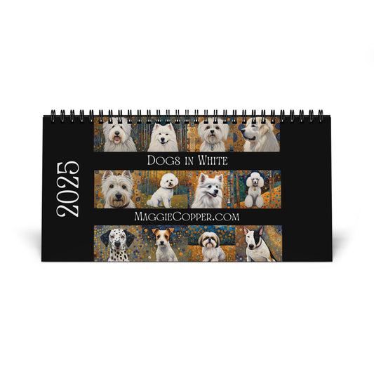 Dogs in White 2025 Desktop Calendar