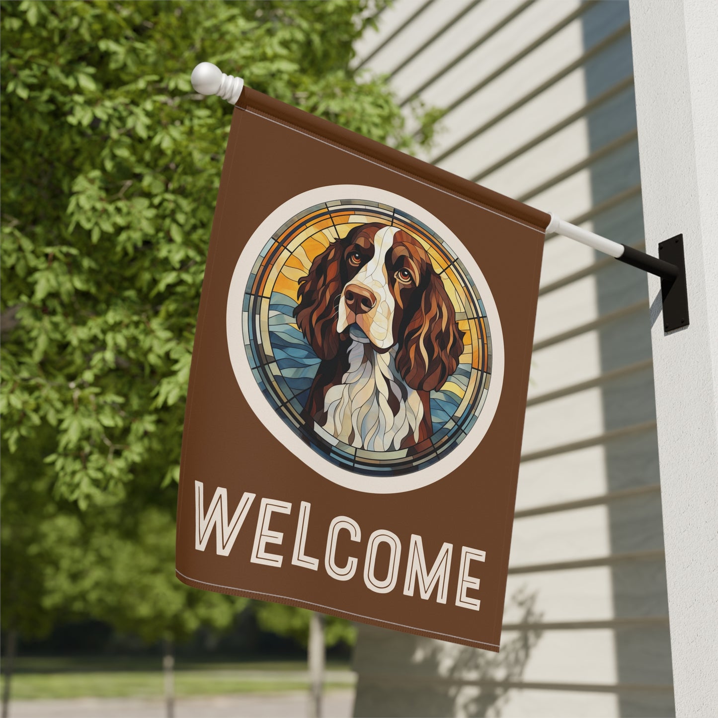 English Springer Spaniel Welcome 2-Sided Garden & House Flag/Banner