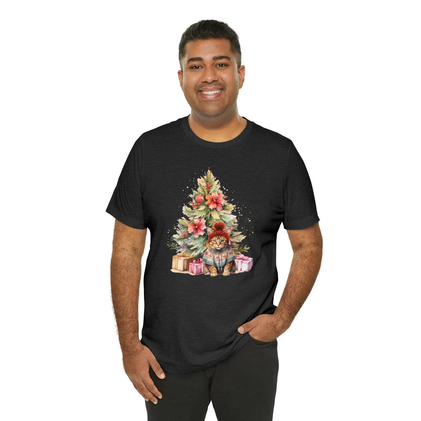 Best Present Cat Under the Tree Christmas Unisex Jersey Short Sleeve Tee