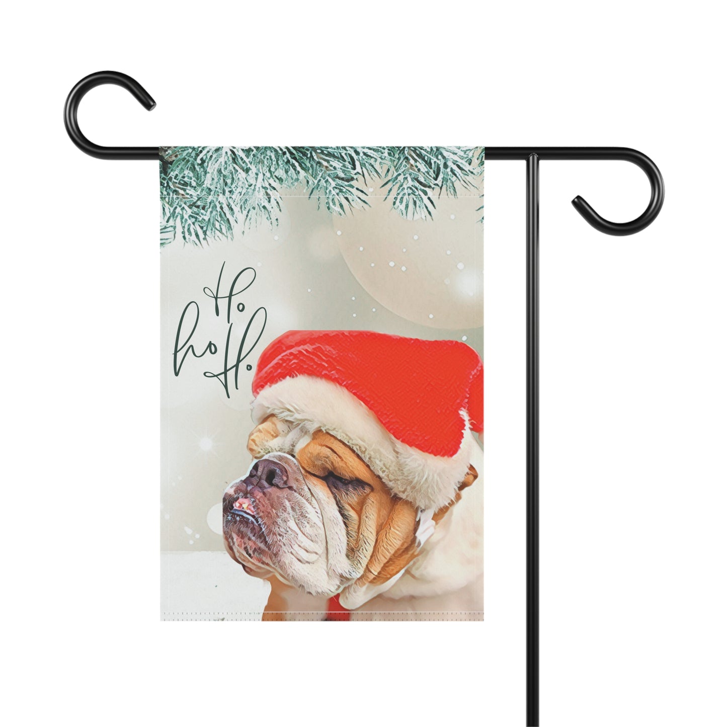 Ho Ho Ho Bulldog Santa 2-Sided Garden Banner