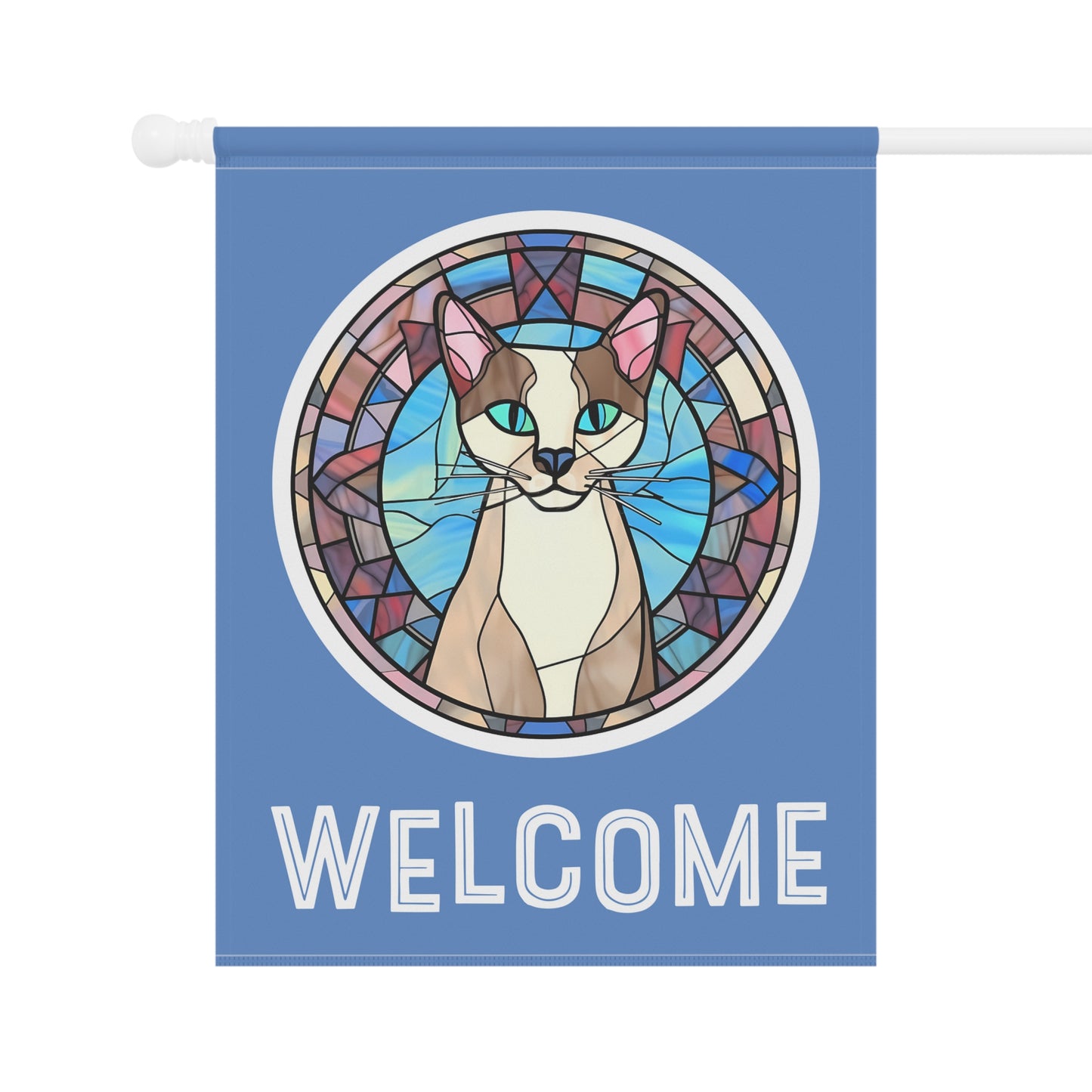 Happy Cat Welcome 2-Sided Garden & House Flag/Banner