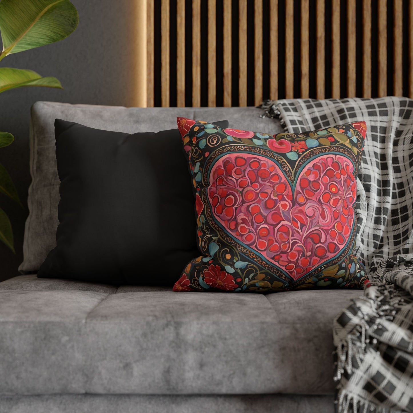 Big Heart Square Poly Canvas Pillowcase