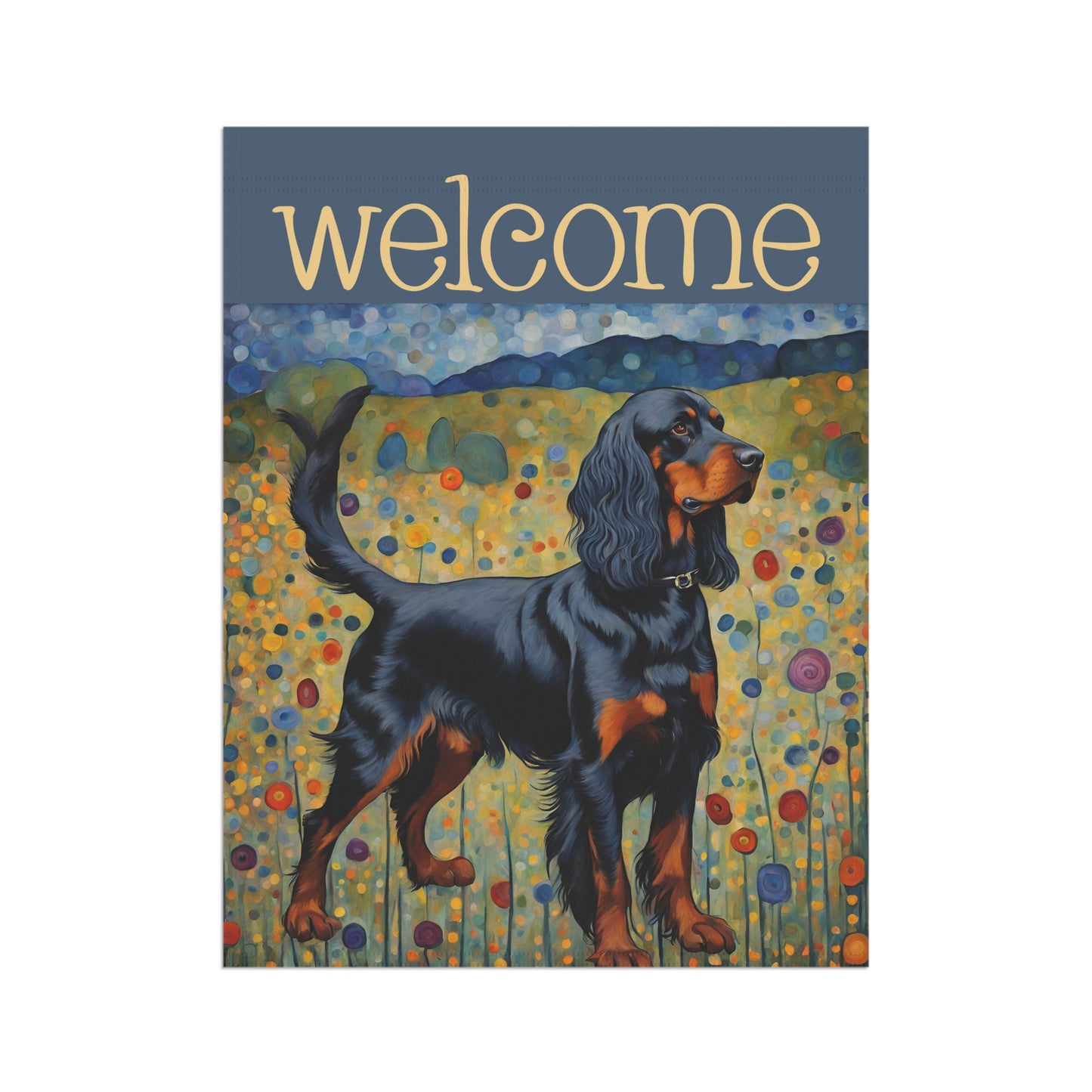 Gordon Setter Welcome 2-Sided Garden & House Flag/Banner