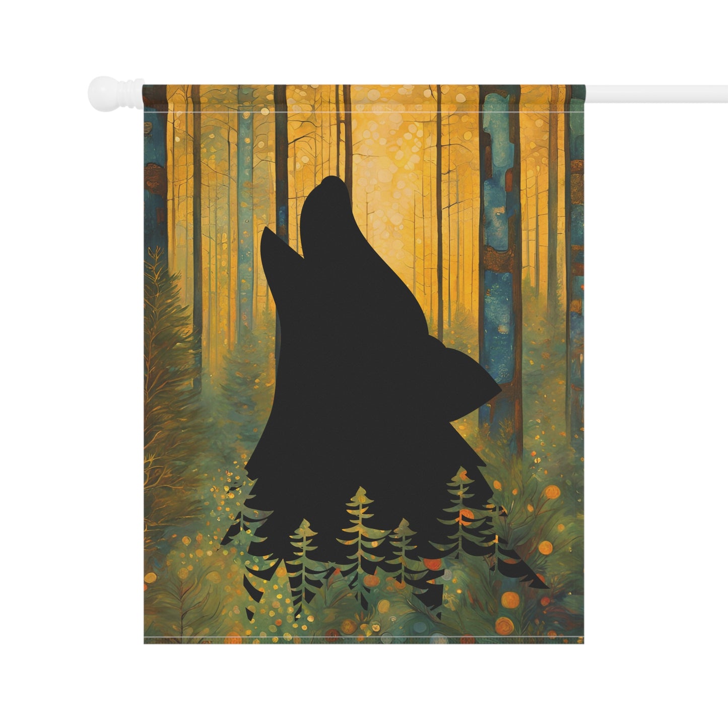 Wolf Head Silhouette 2-Sided Garden & House Flag/Banner