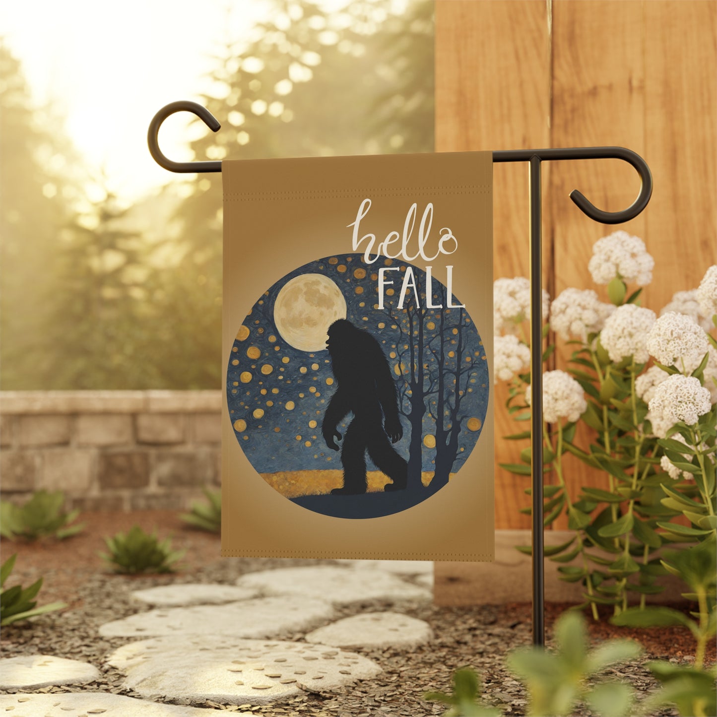 Big Foot Hello Fall 2-Sided Garden & House Flag/Banner