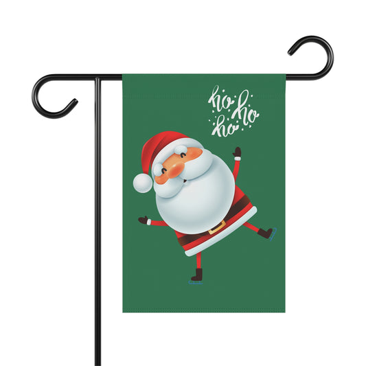 Ho Ho Ho Santa on Green 2-Sided Garden & House Banner