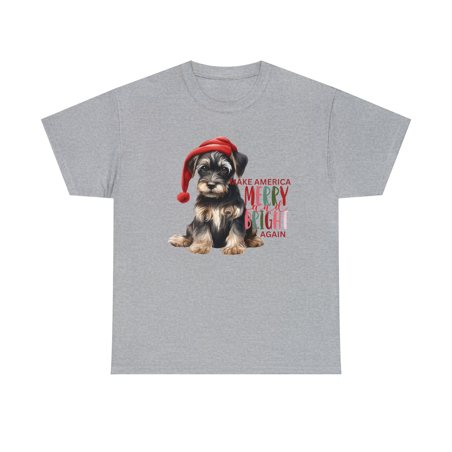 Santa Dog Make America Merry & Bright Again Unisex Heavy Cotton Tee