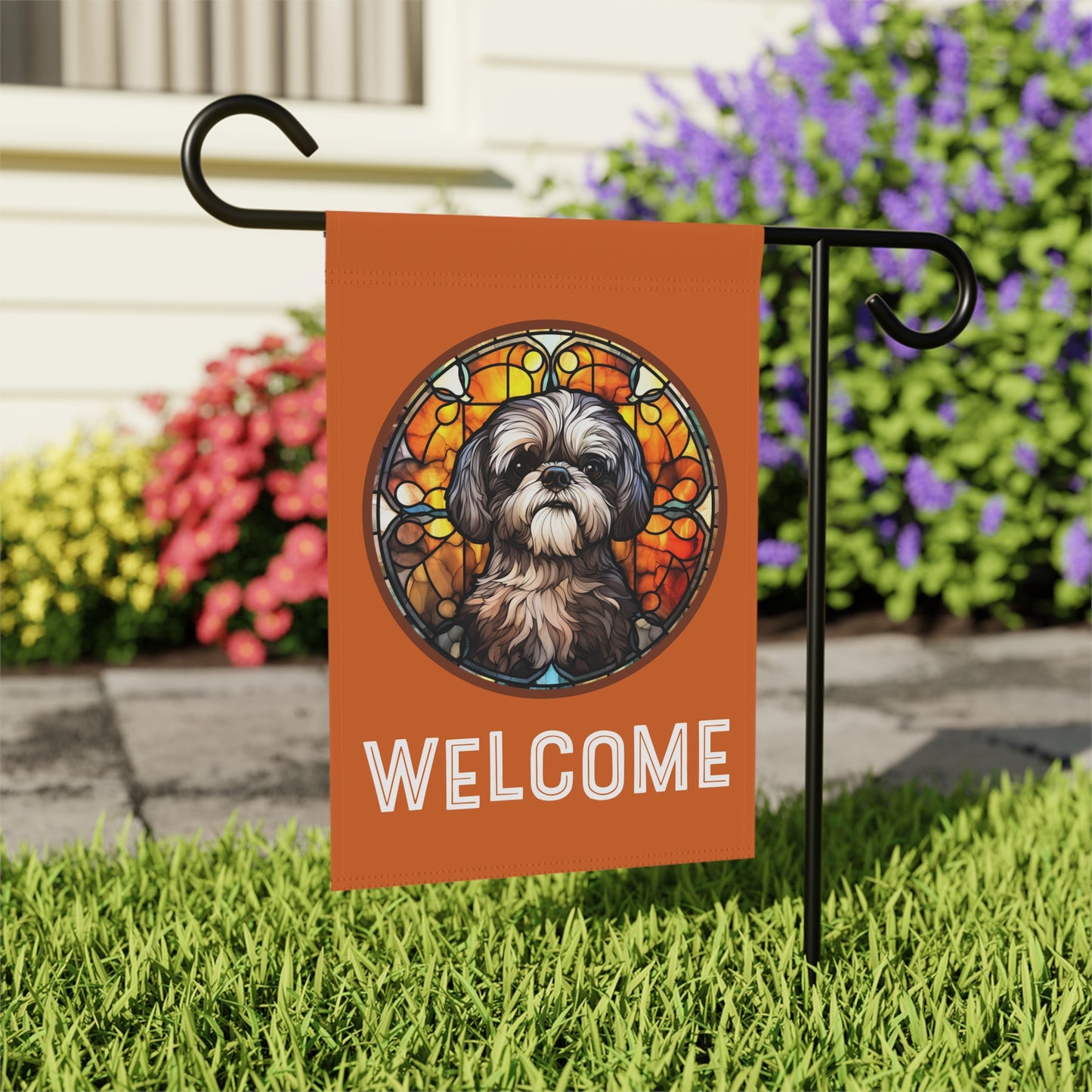 Lhasa Apso Welcome 2-Sided Garden & House Flag/Banner
