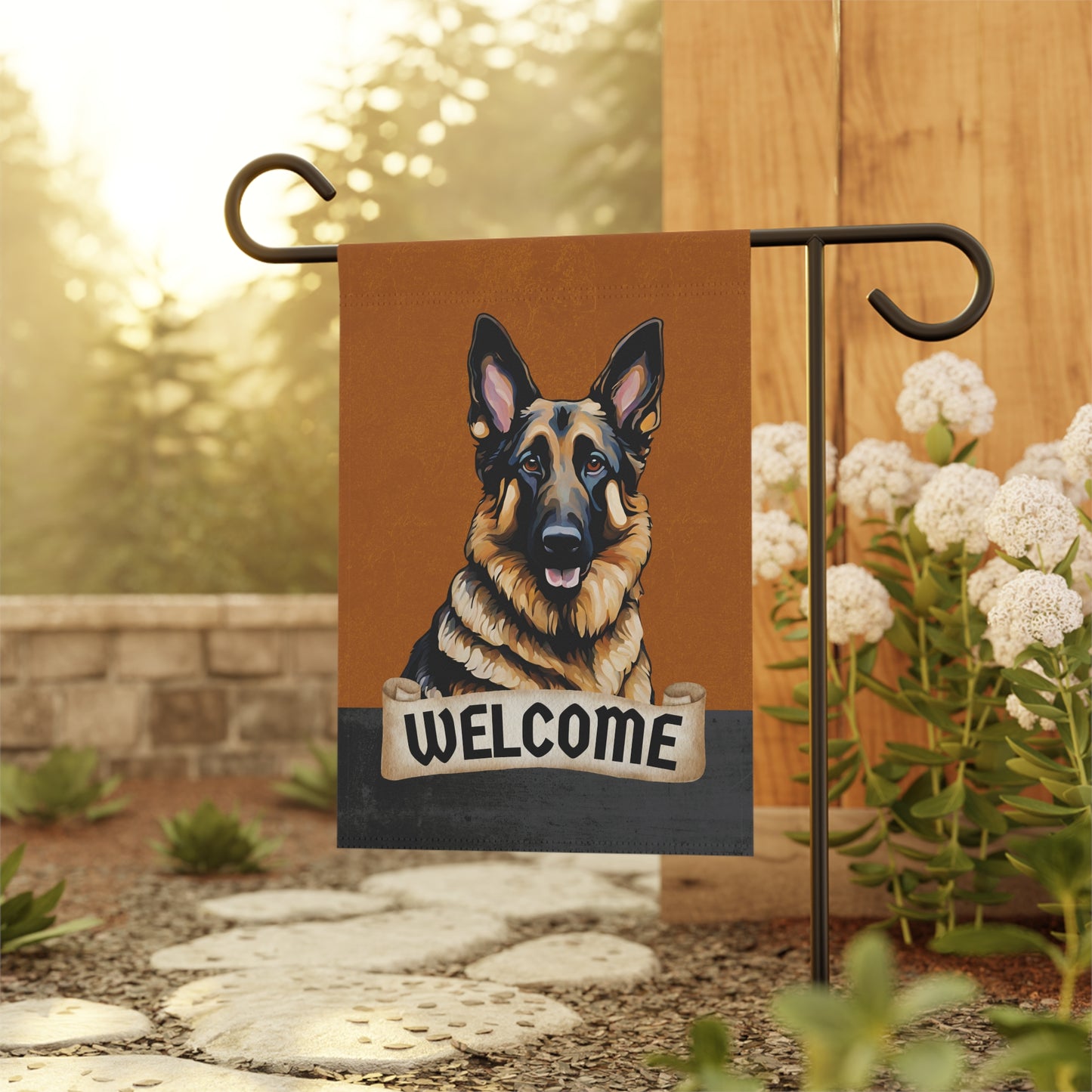 German Shepherd Welcome 2-Sided Garden & House Flag/Banner