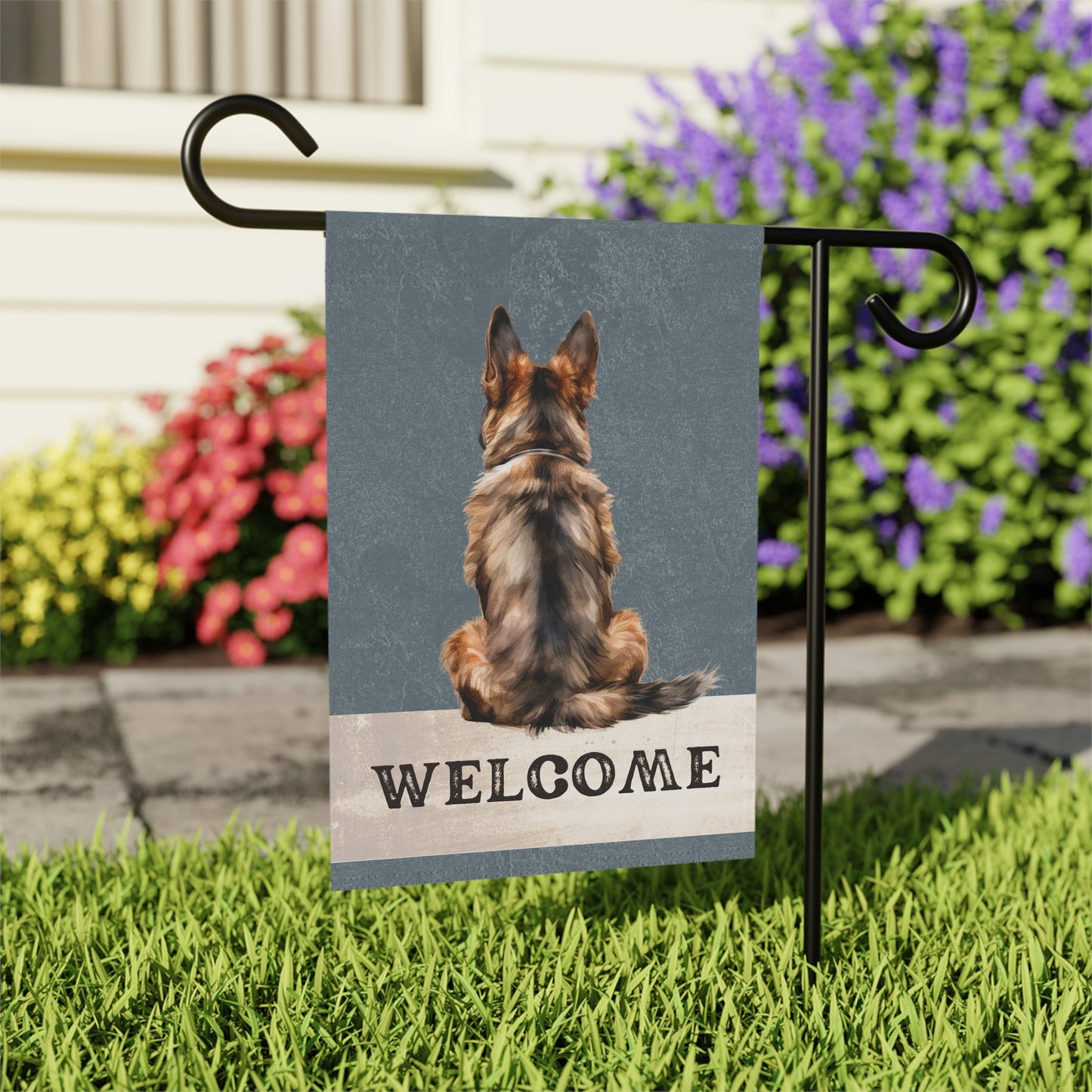 German Shepherd Welcome 2-Sided Garden & House Flag/Banner