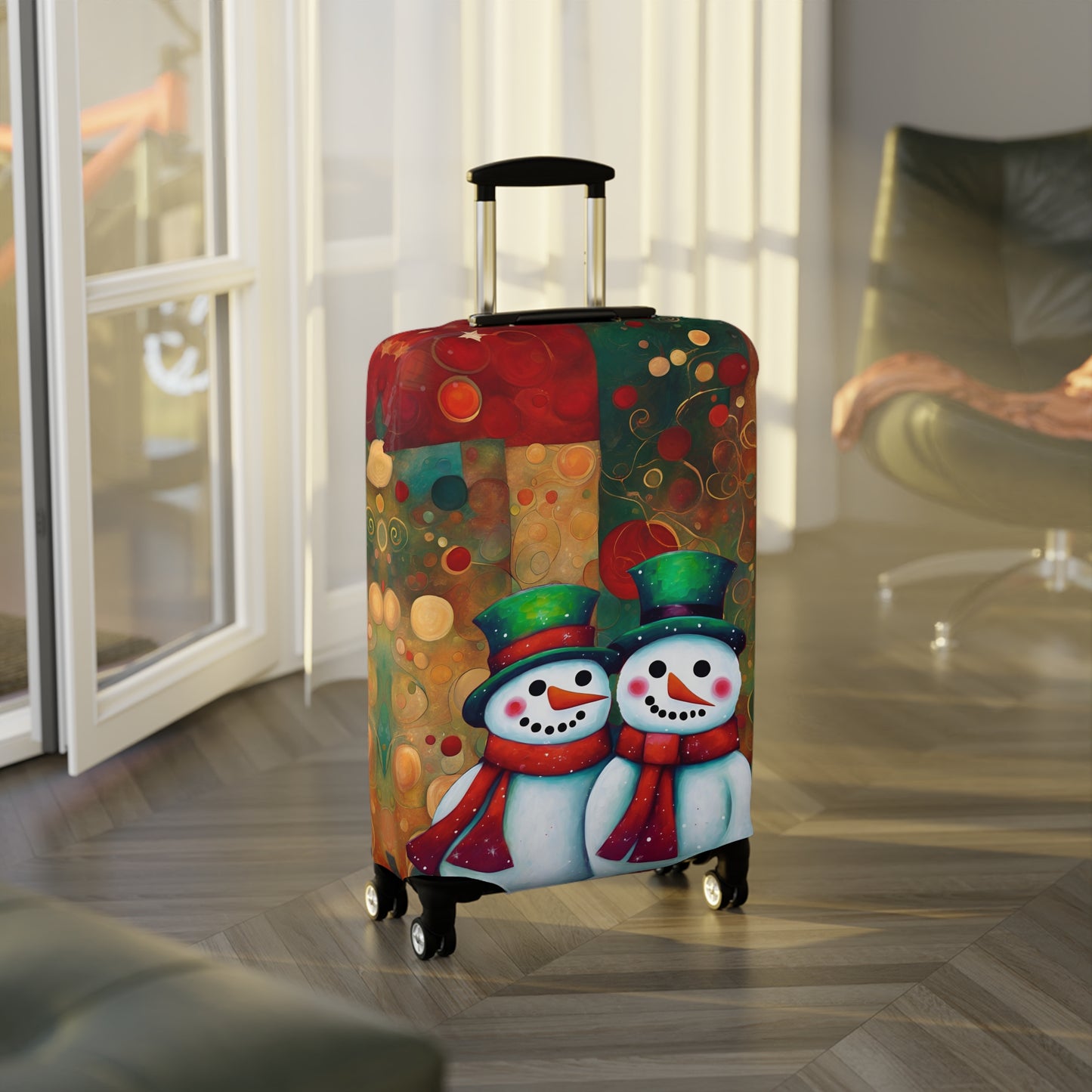 Snowman Couple Luggage Cover