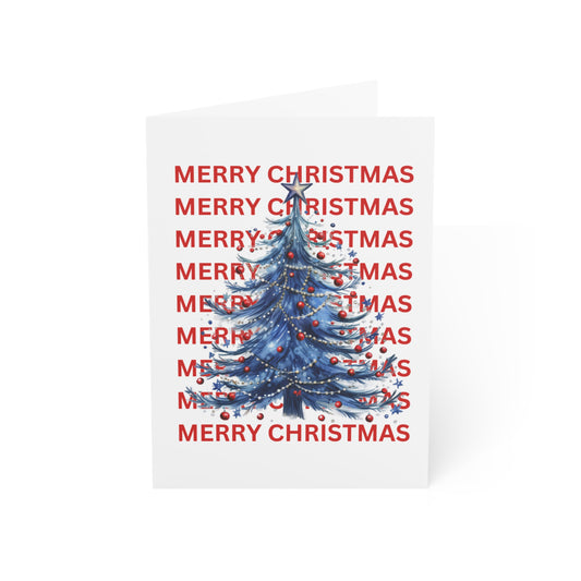 Patriotic Merry Christmas Blank 5 x 7 Greeting Cards (30 Pack)