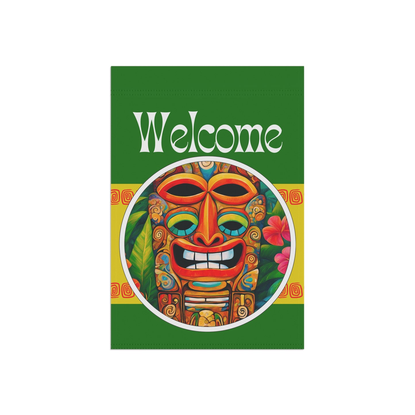 Tiki Sees All Welcome 2-Sided Garden & House Flag/Banner