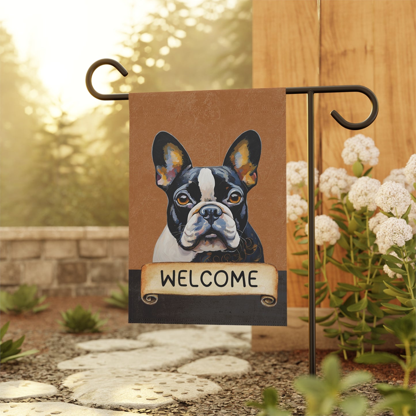 French Bulldog Welcome 2-Sided Garden & House Flag/Banner