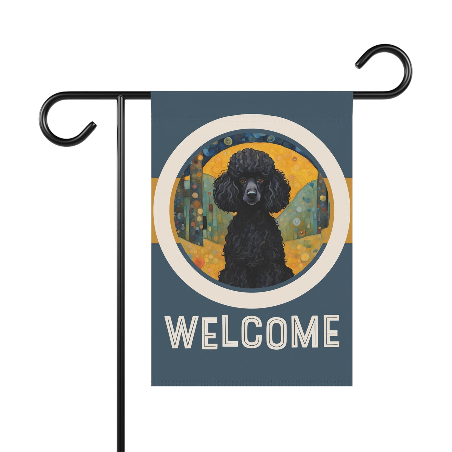 Black Poodle Welcome 2-Sided Garden & House Flag/Banner