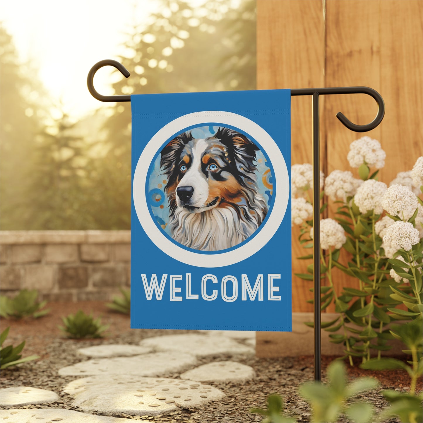 Australian Shepherd Welcome 2-Sided Garden & House Flag/Banner