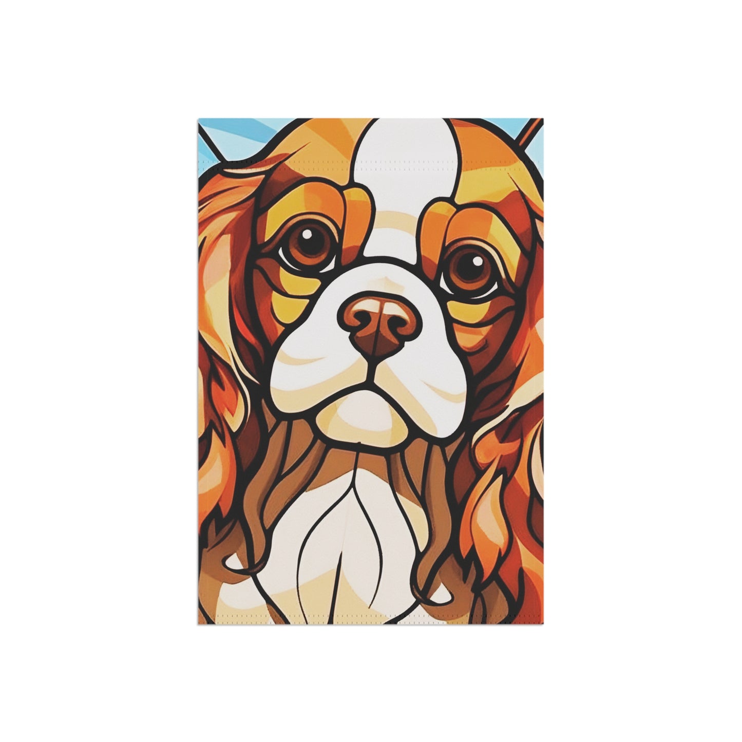 Cavalier King Charles Spaniel Face Stained Glass Look 2-Sided Garden & House Flag/Banner