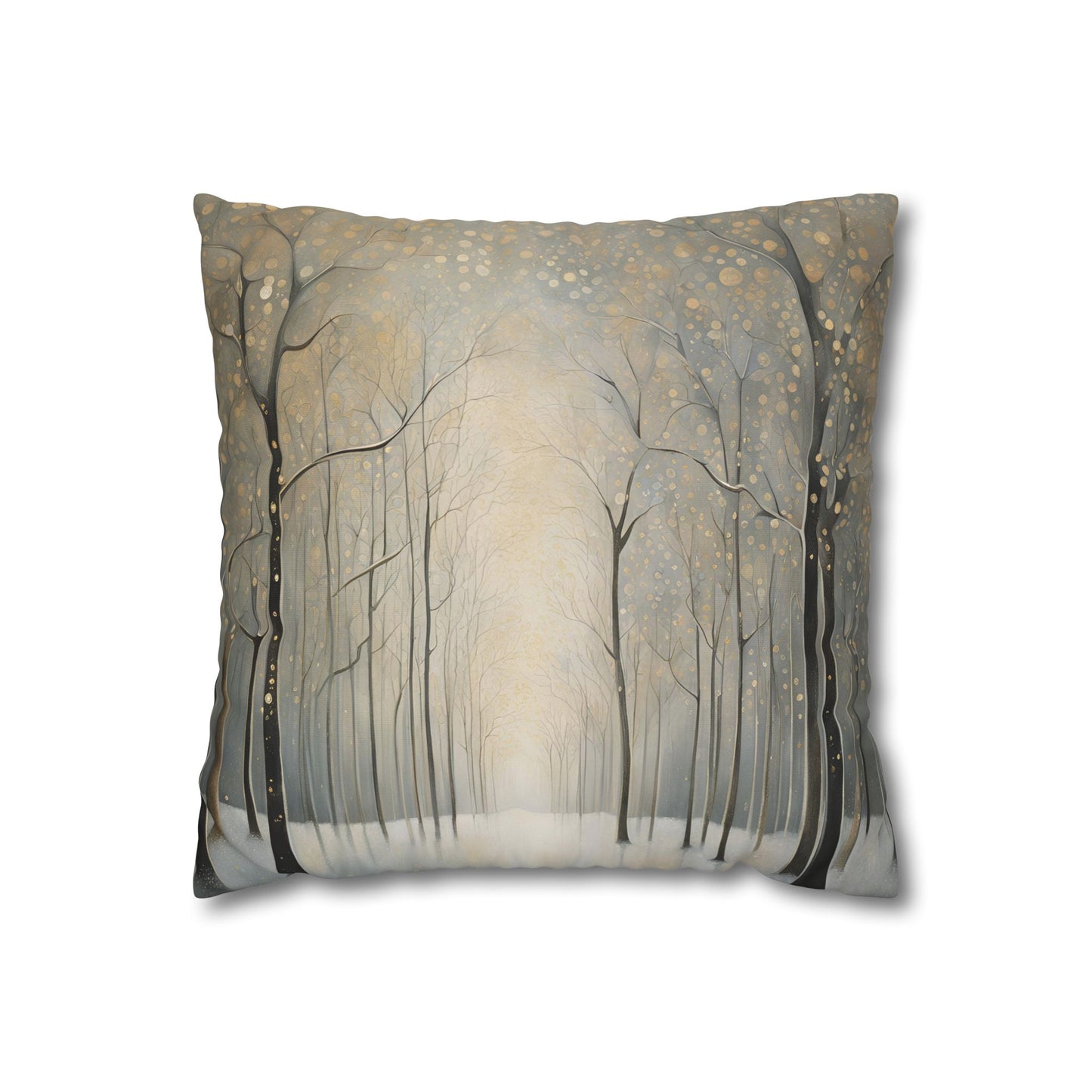 Trees in the Mist Square Poly Canvas Pillowcase