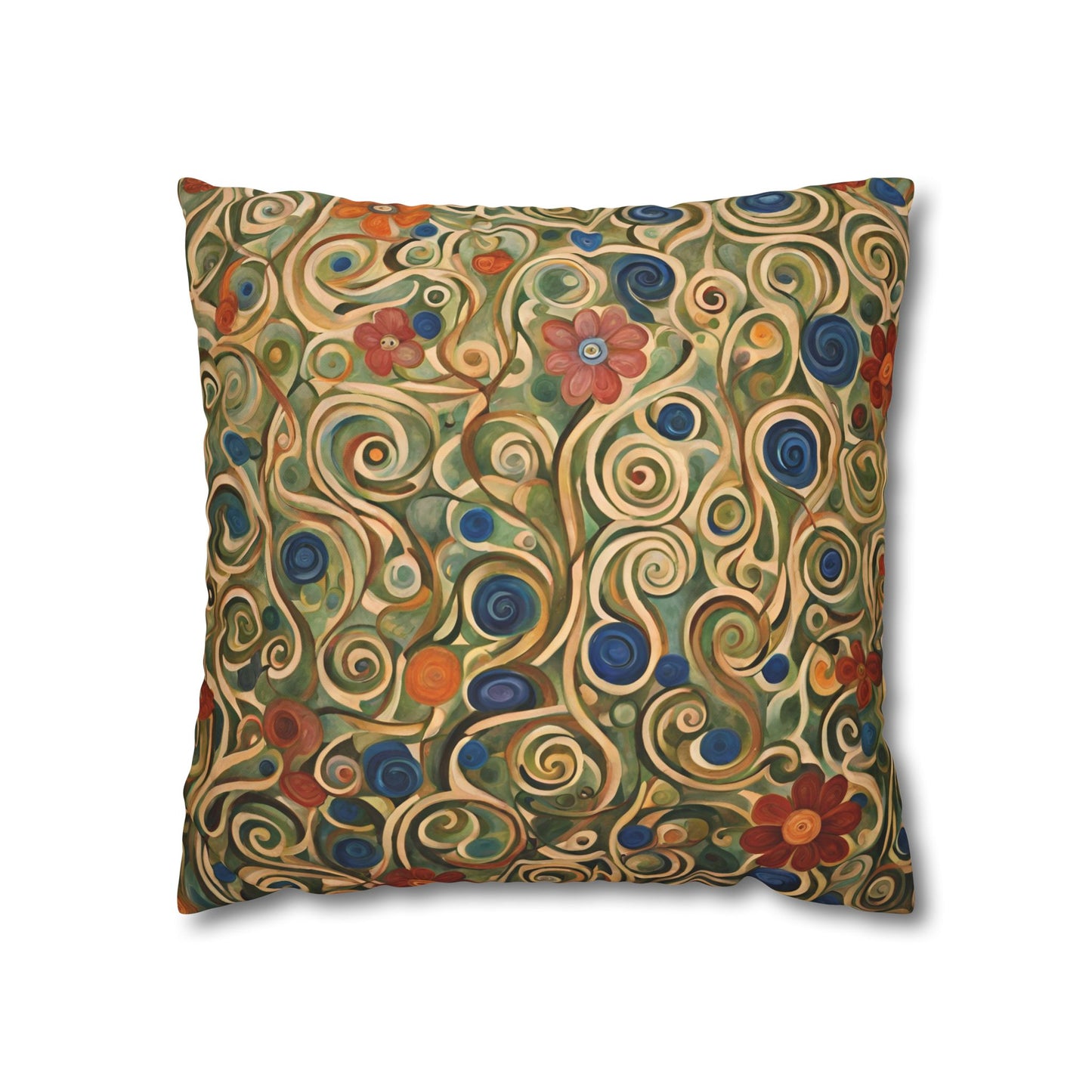 Felicity Abstract Floral Square Poly Canvas Pillowcase