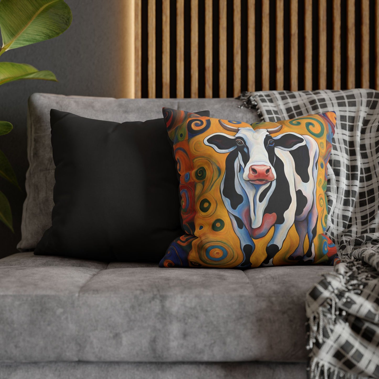 Moove It Cow Square Poly Canvas Pillowcase