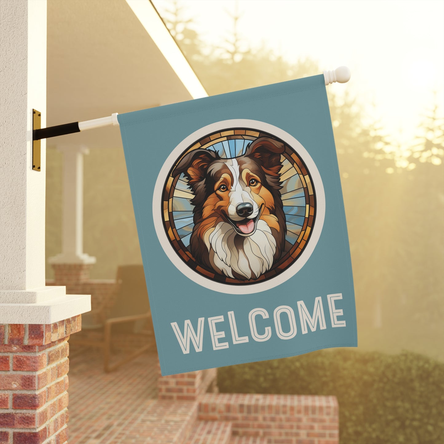 Collie Welcome 2-Sided Garden & House Flag/Banner