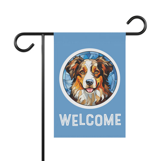 Miniature American Shepherd Welcome 2-Sided Garden & House Flag/Banner