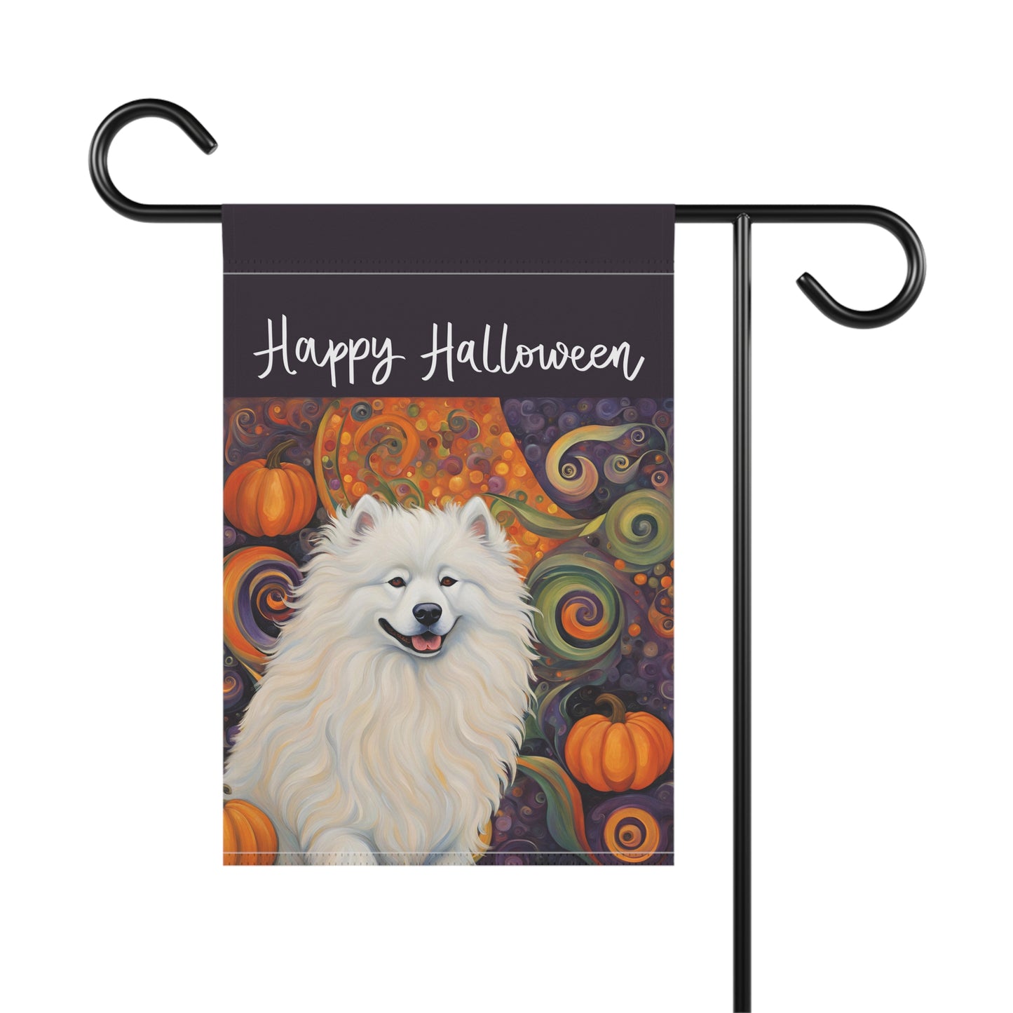 Samoyed Happy Halloween 2-Sided Garden & House Flag/Banner