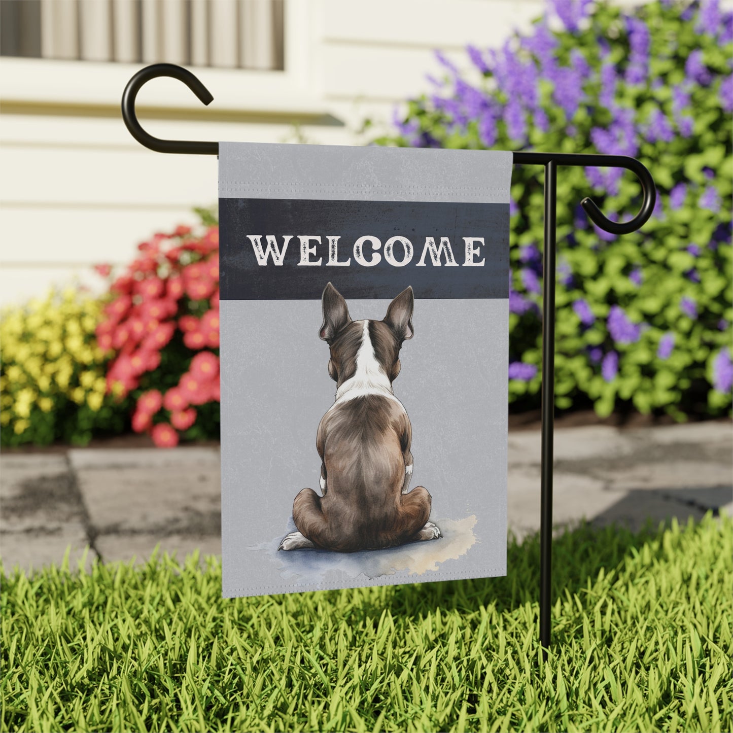 Boston Terrier Welcome 2-Sided Garden & House Flag/Banner