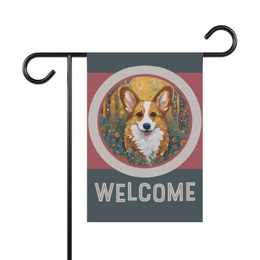 Corgi Welcome 2-Sided Garden & House Flag/Banner