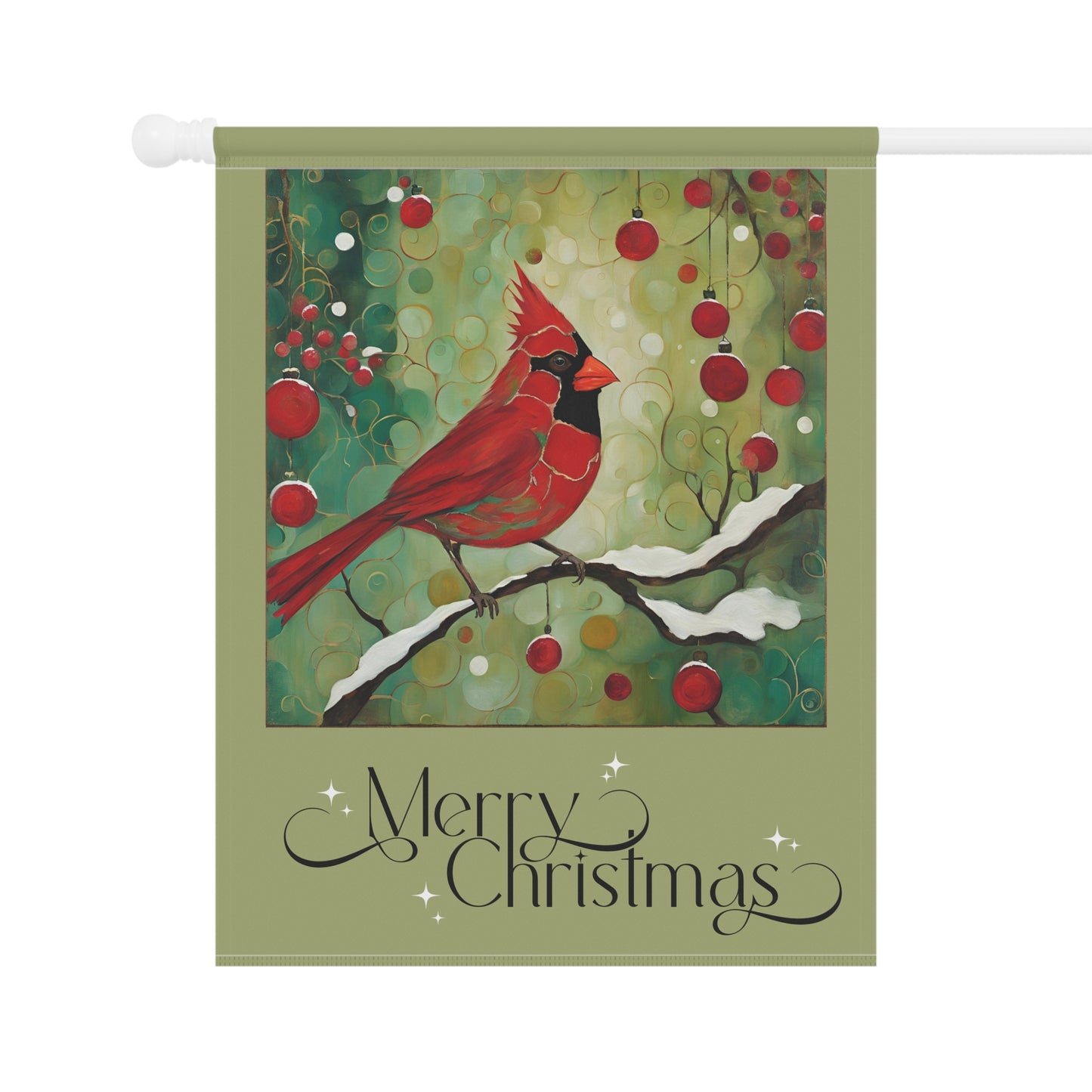 Cardinal Merry Christmas 2-Sided Garden & House Flag/Banner