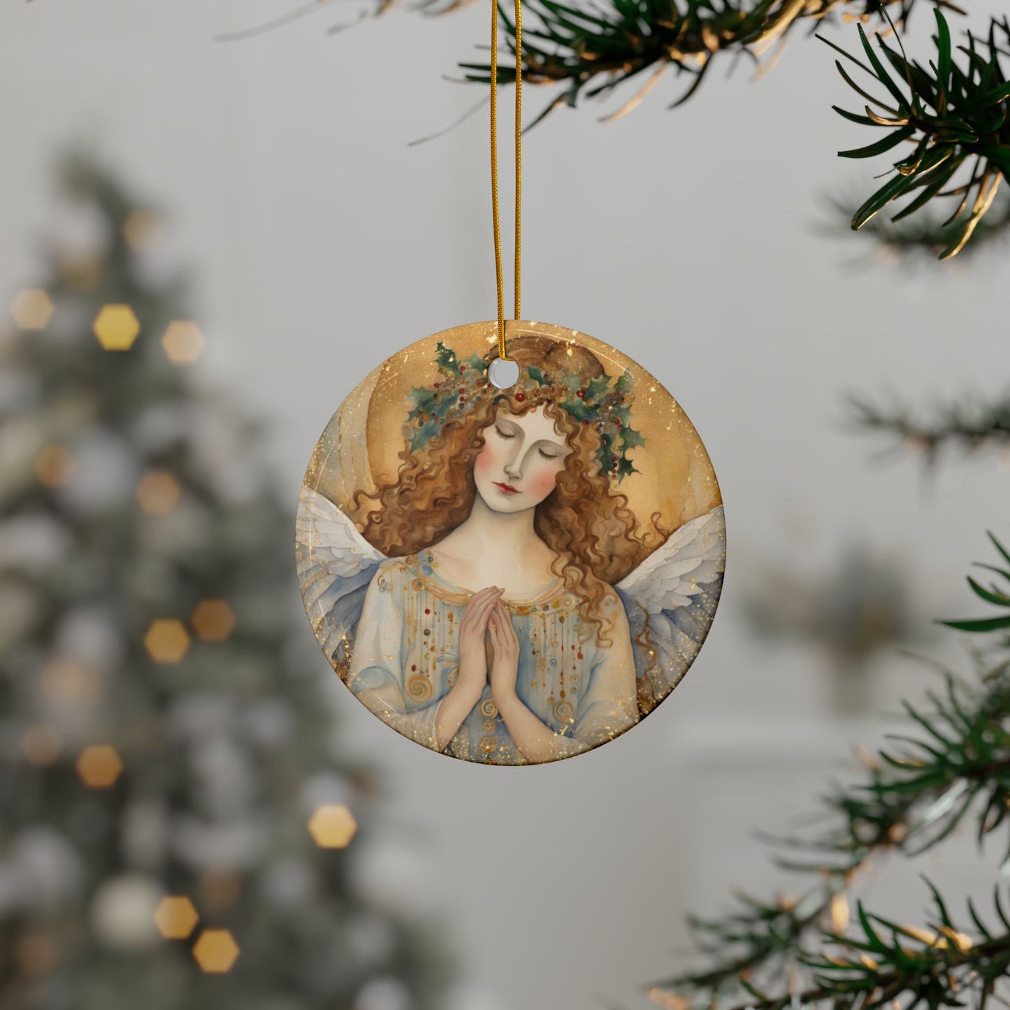 Guardian Angel 3" Ceramic Ornaments, 2-Side Print, (1pc, 10pcs)