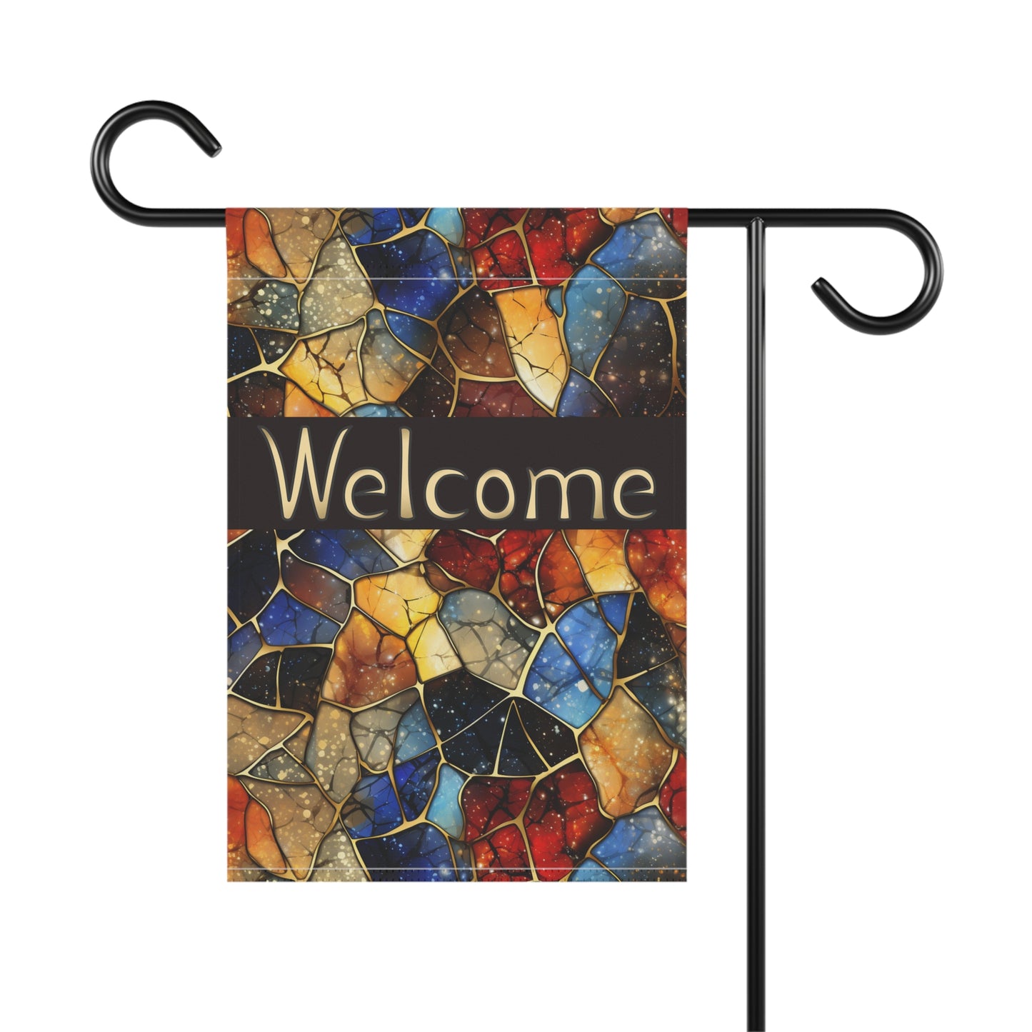 Rich Colors Stained Glass Welcome 2-Sided Garden & House Banner