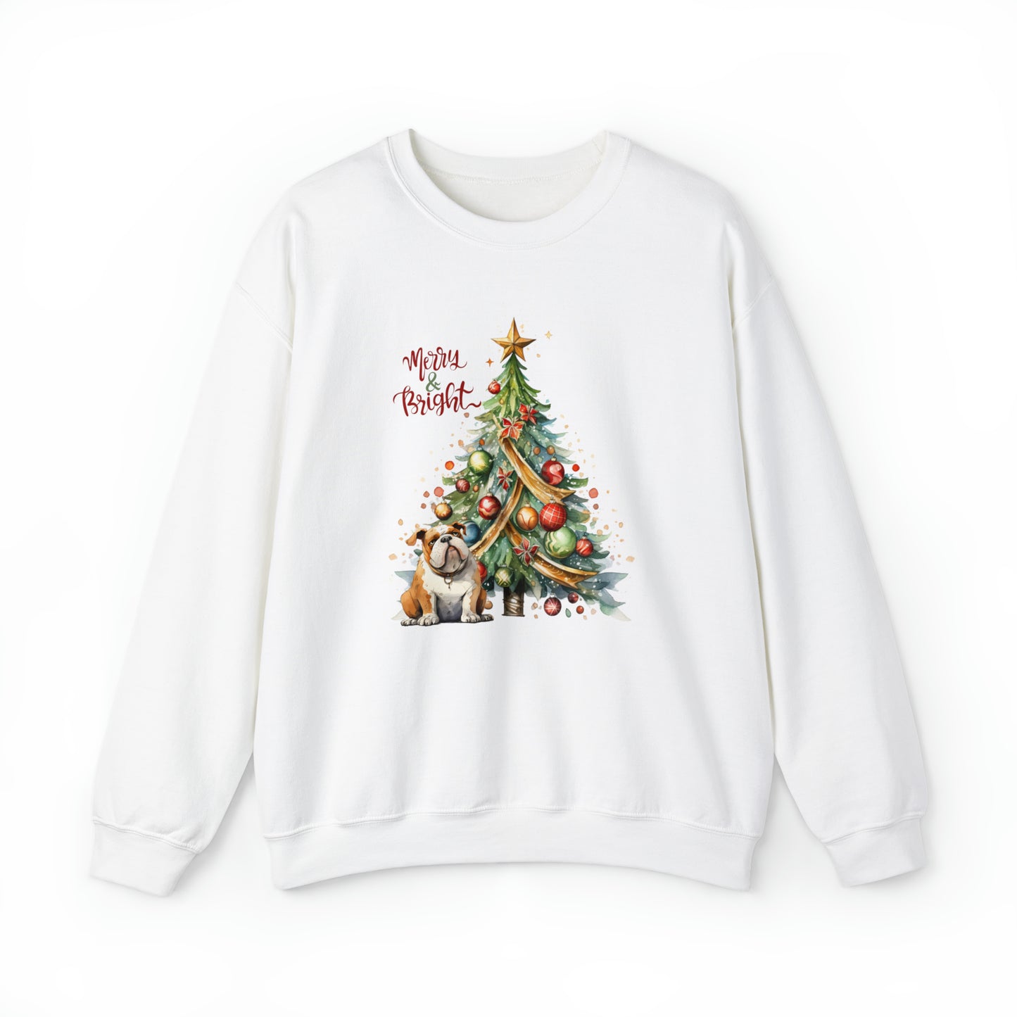 Merry & Bright Bulldog Unisex Heavy Blend™ Crewneck Sweatshirt