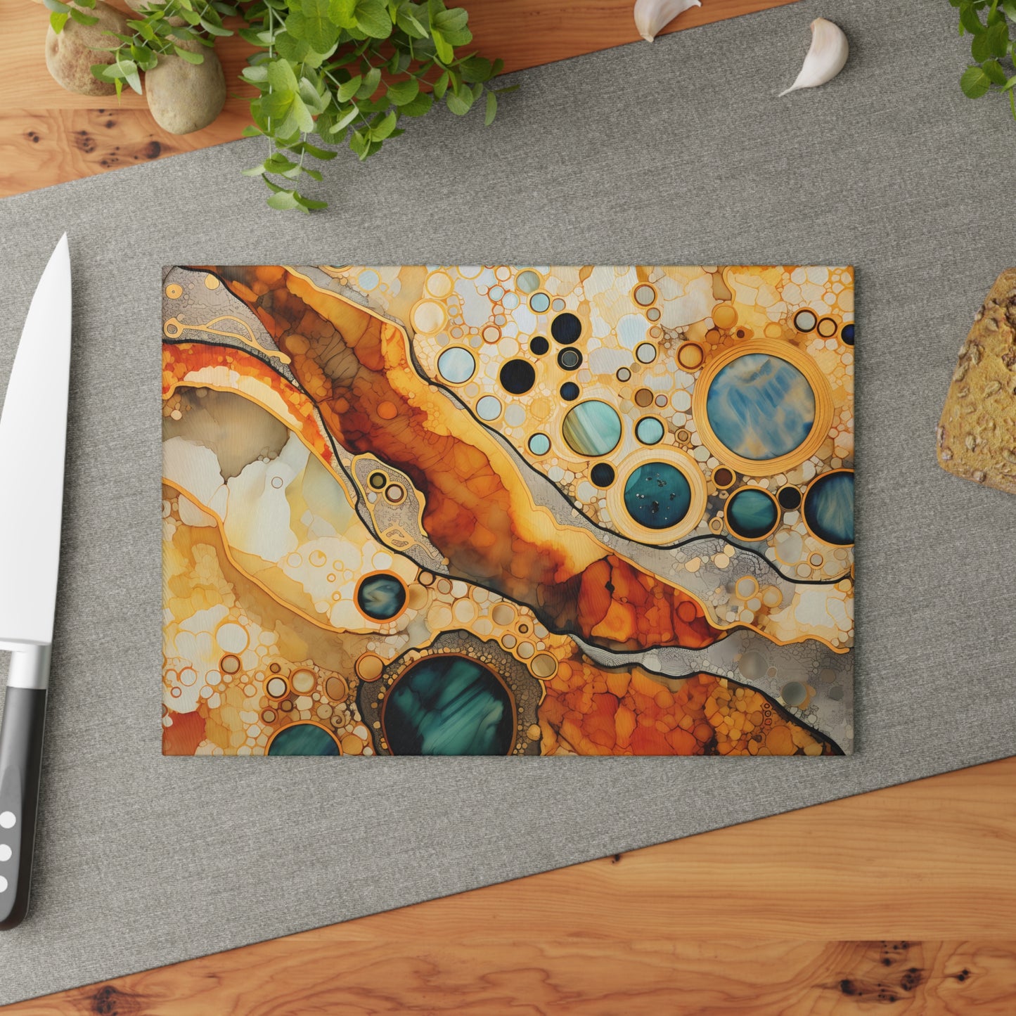 Microscopic Abstract Tempered Glass Cutting Board