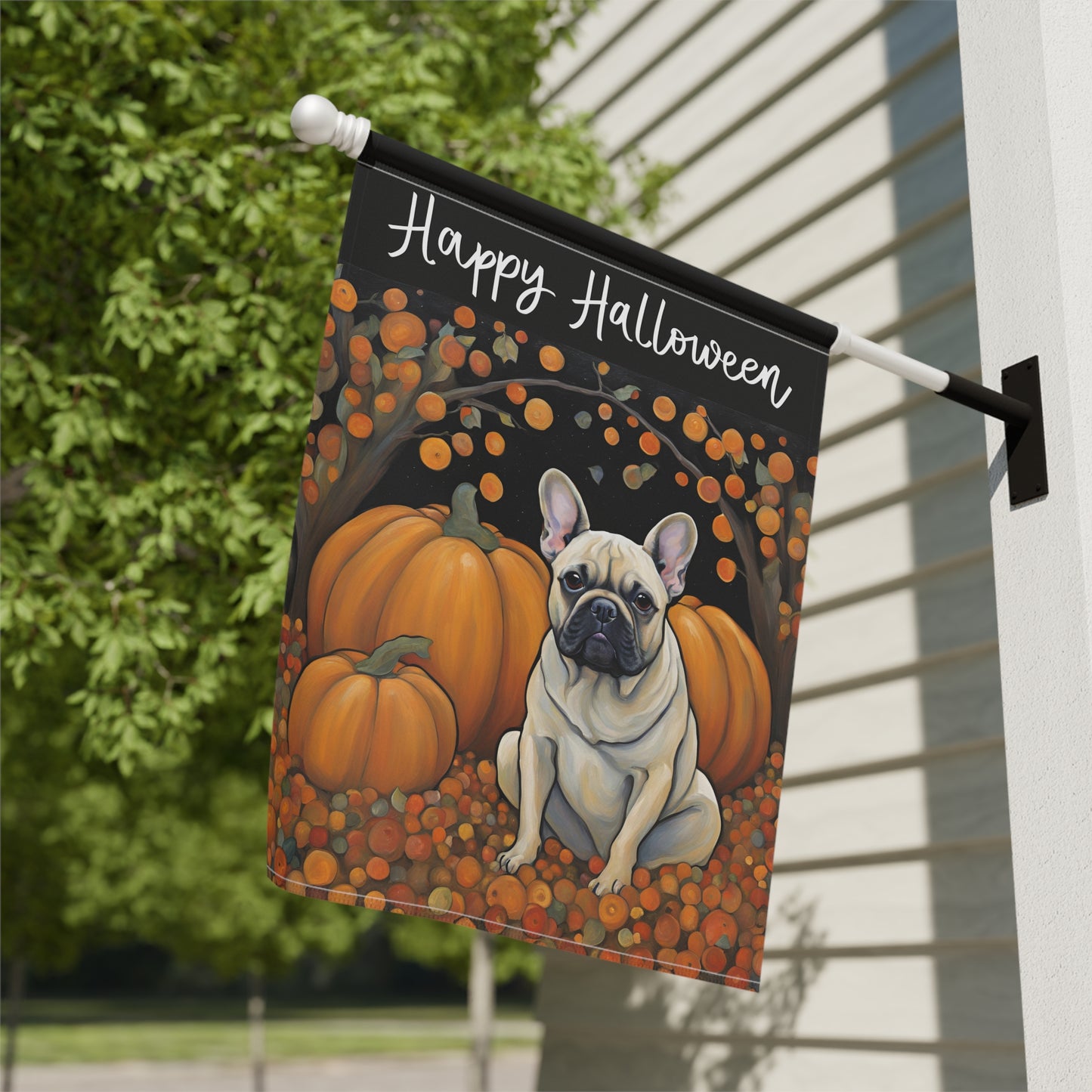 French Bulldog Happy Halloween 2-Sided Garden & House Flag/Banner