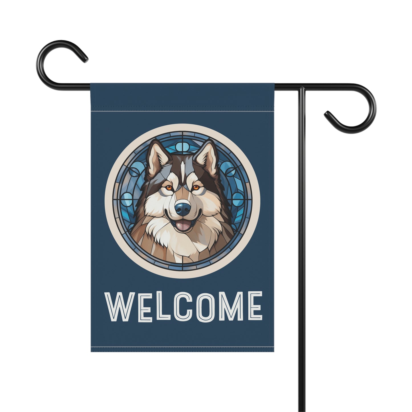 Alaskan Malamute Welcome 2-Sided Garden & House Flag/Banner