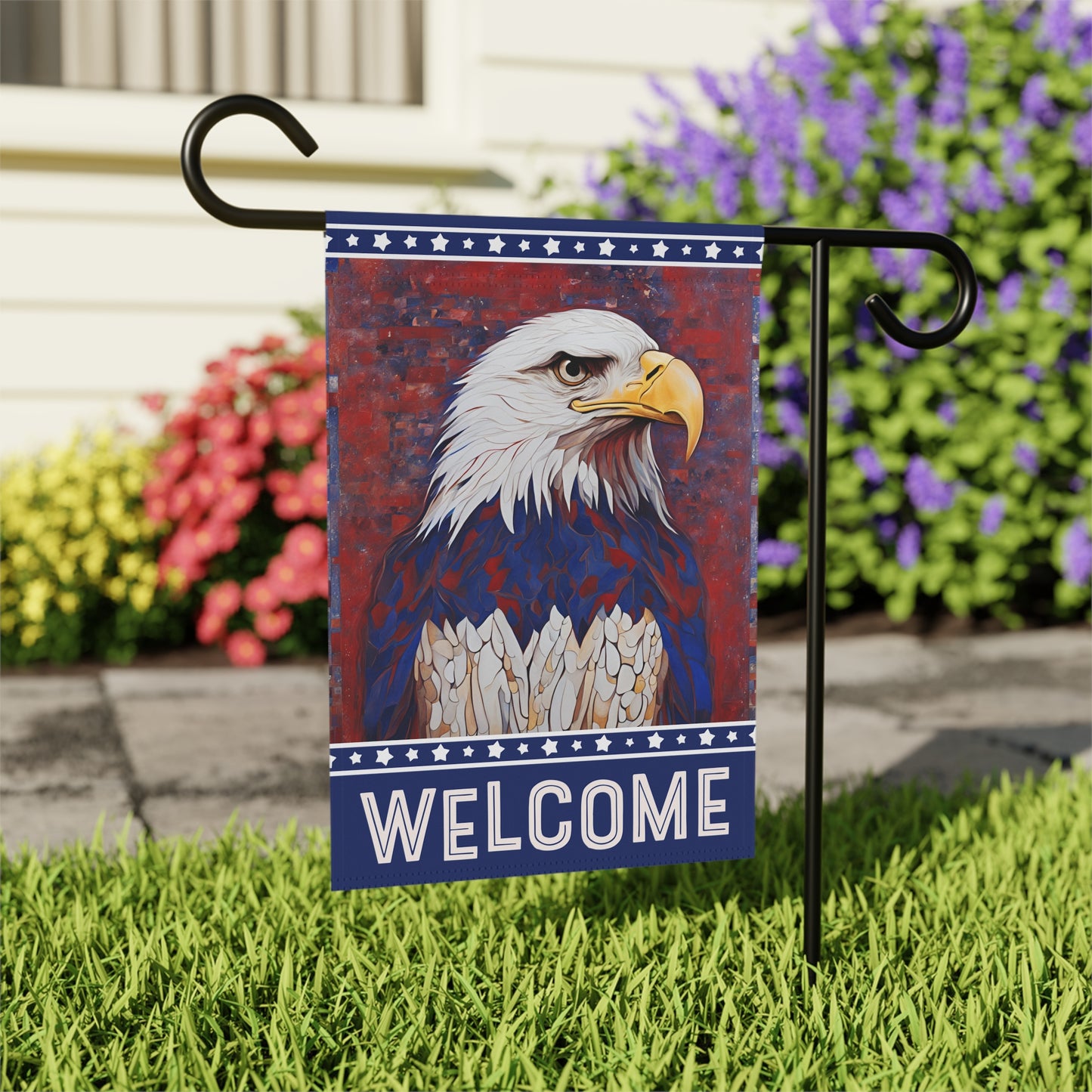 All American Eagle Welcome 2-Sided Garden & House Flag/Banner