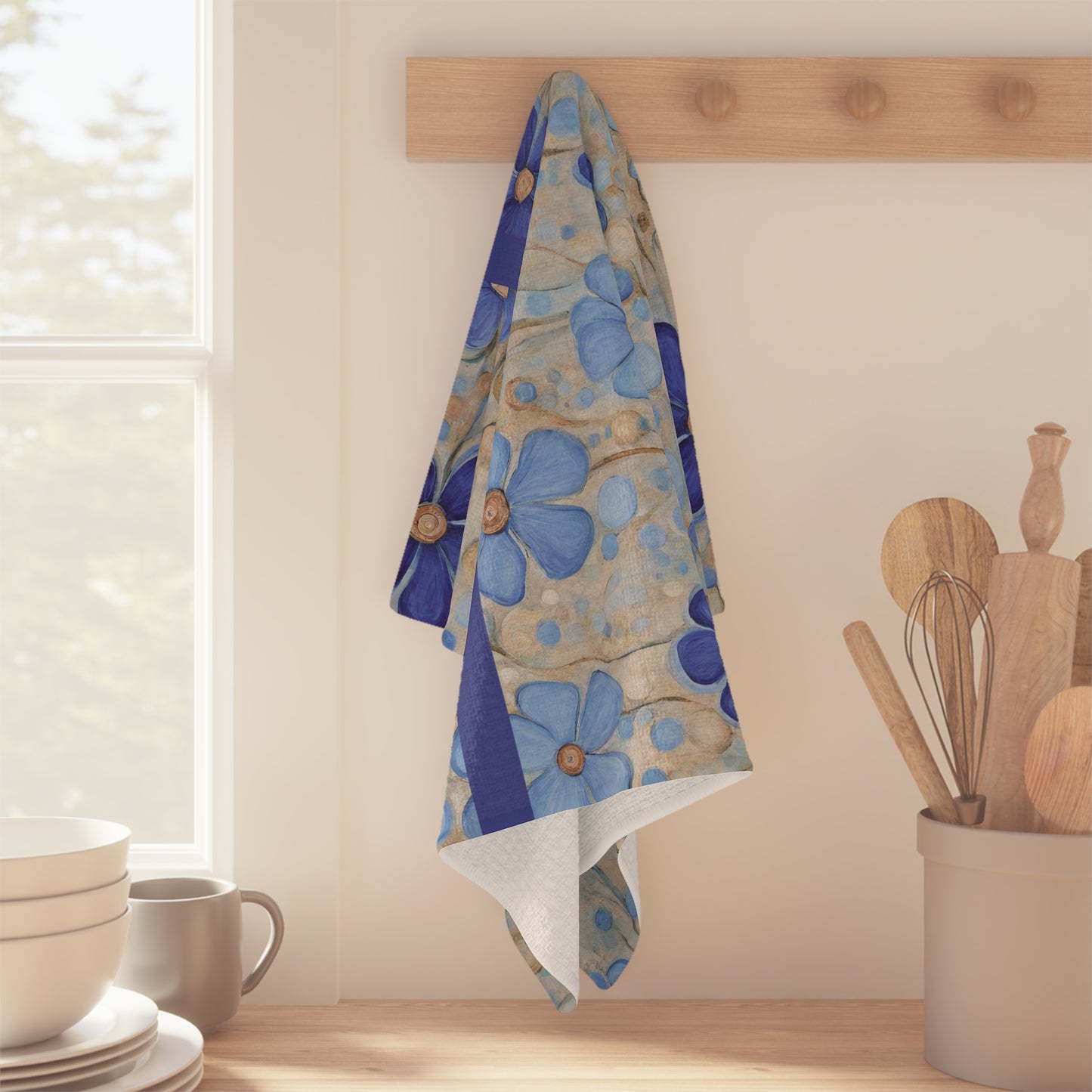 Blue Floral Pop Microfiber Tea Towel