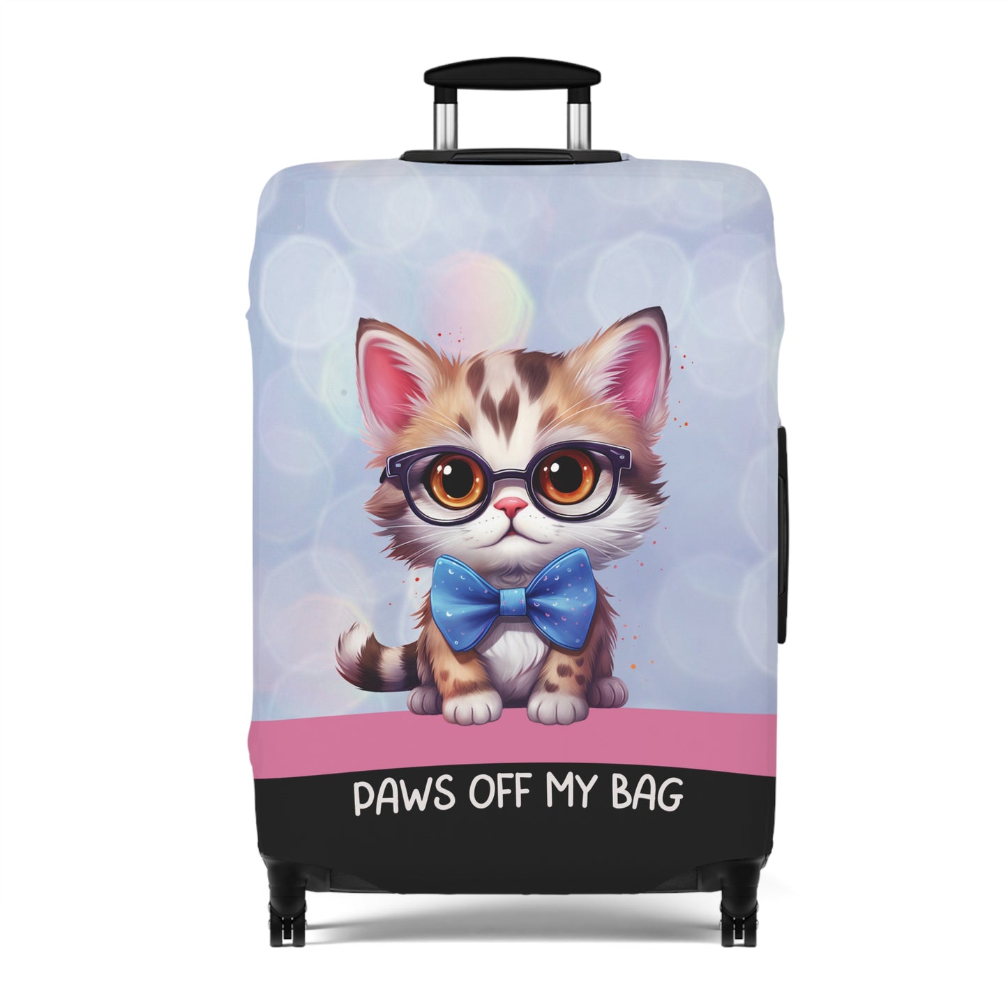 Kitten in Glasses & Blue Bow Tie Paws Off My Bag Luggage Cover