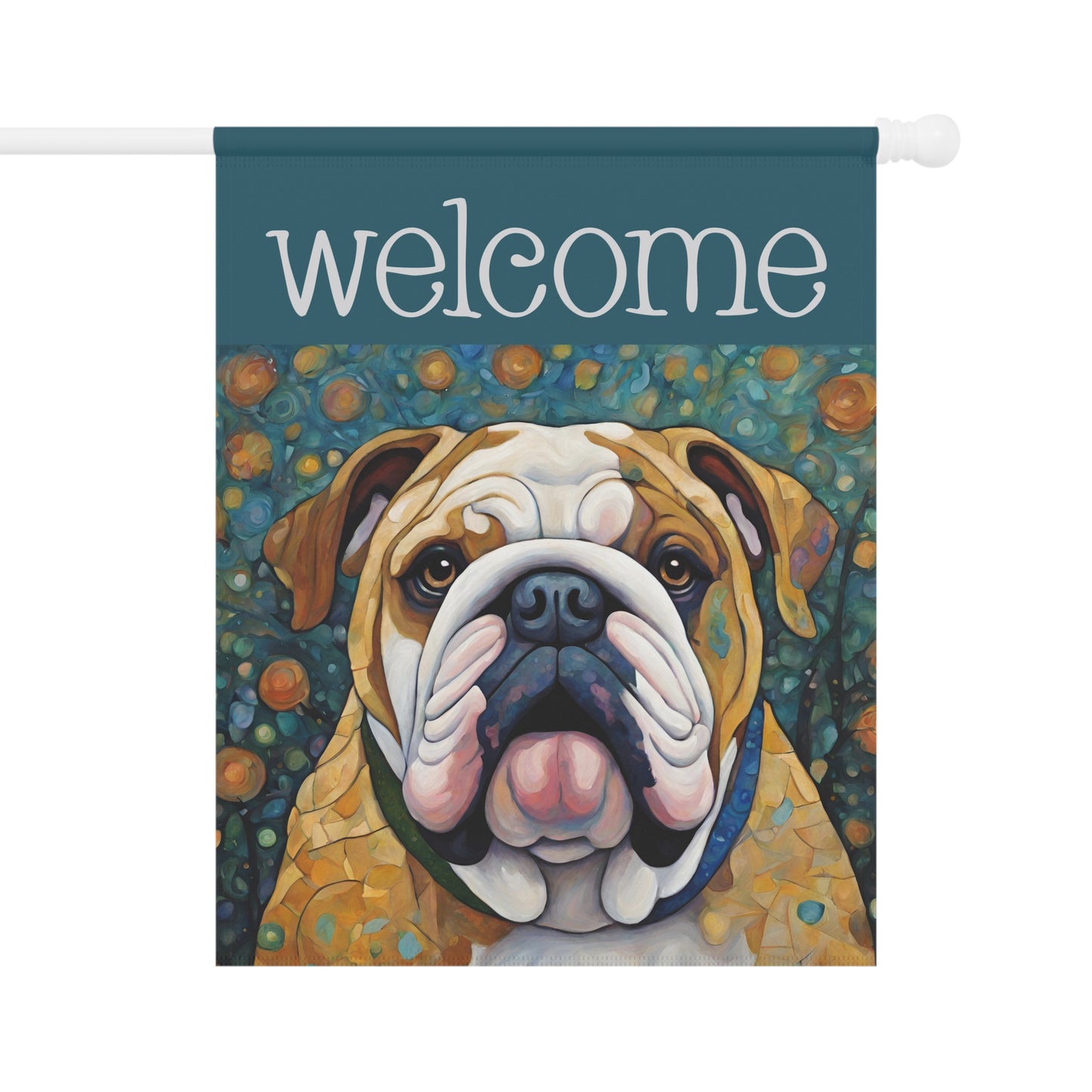 English Bulldog Welcome 2-Sided Garden & House Flag/Banner