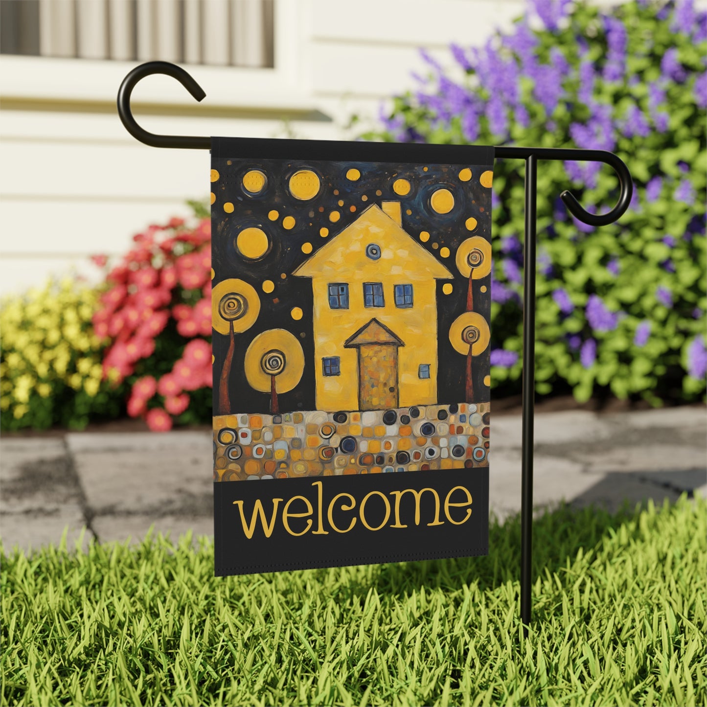 Yellow House Welcome 2-Sided Garden & House Flag/Banner