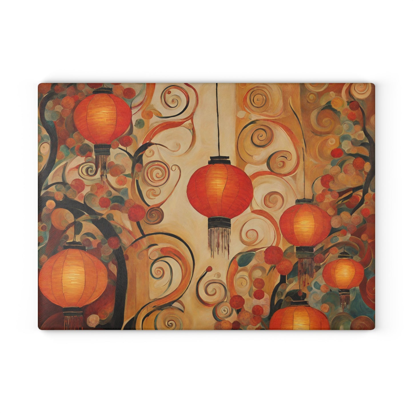 Lanterns & Swirls Tempered Glass Cutting Board