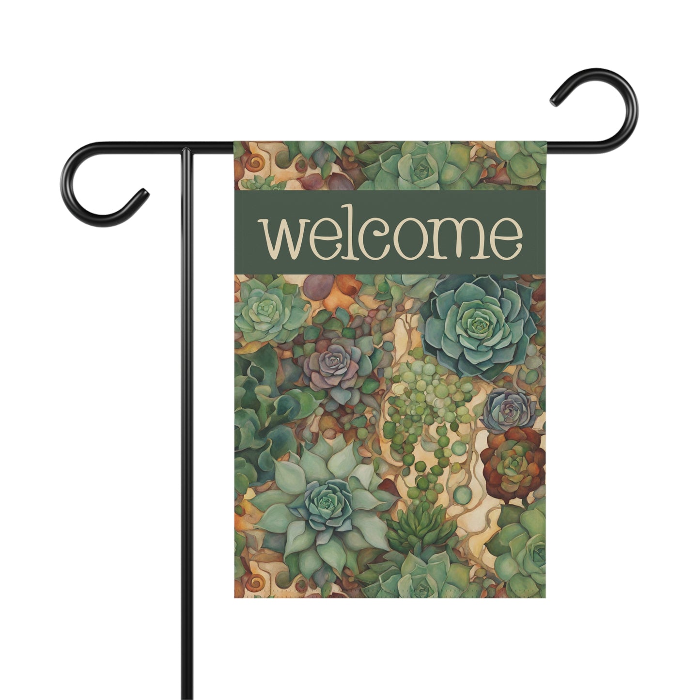 More Succulents Welcome 2-Sided Garden & House Flag/Banner